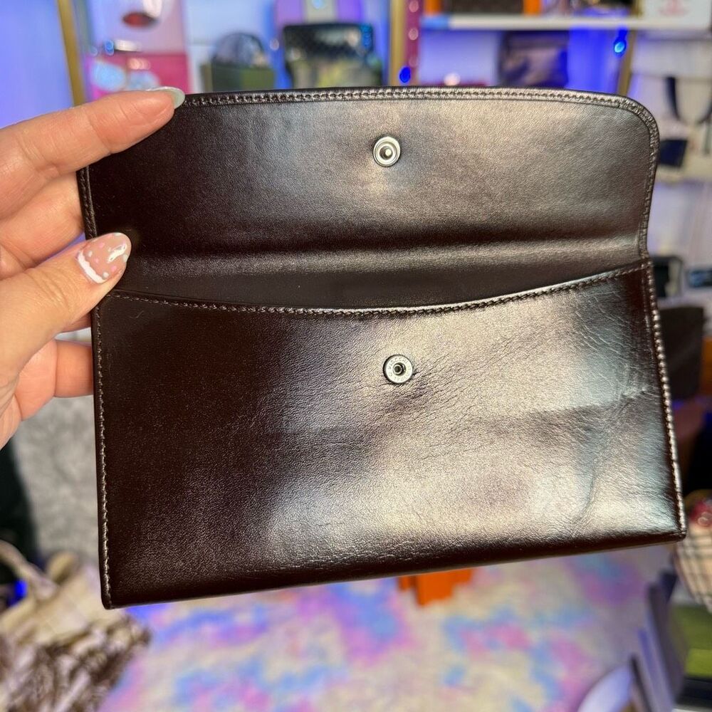 Unused Fendi Vintage Dark Brown Leather Large Bifold Wallet Unisex Men’s - Picture 12 of 15